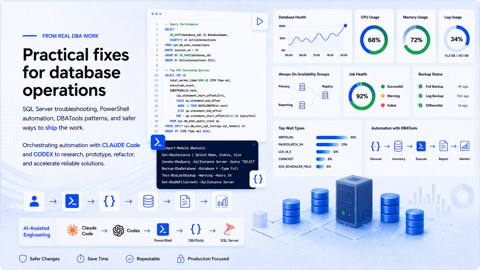SQL Server DBA banner - practical fixes for database operations